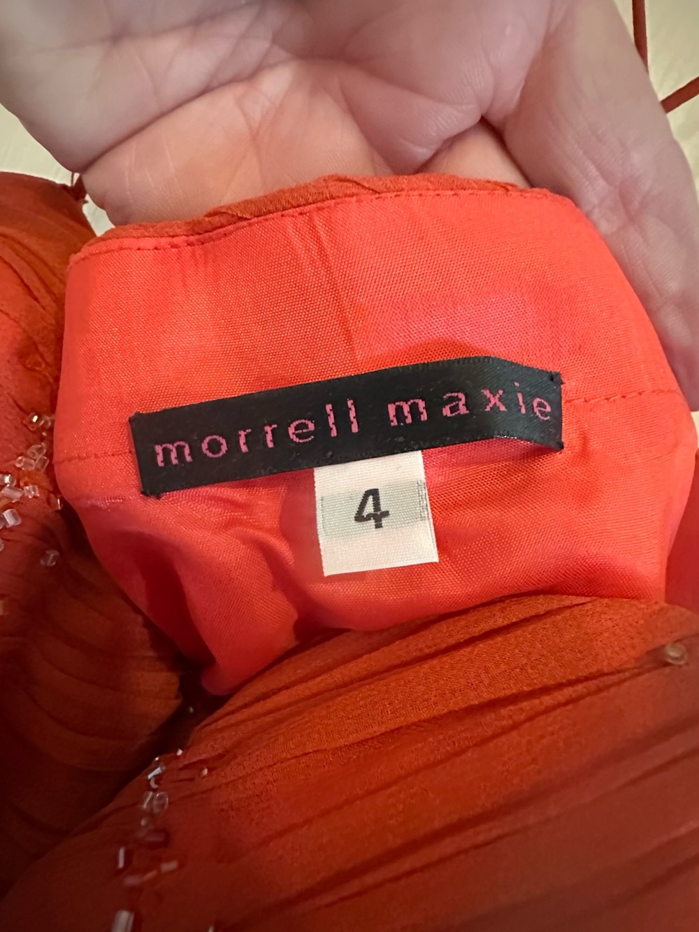 Strapless Red Ombre Beaded Evening Dress - Picture 3 of 4
